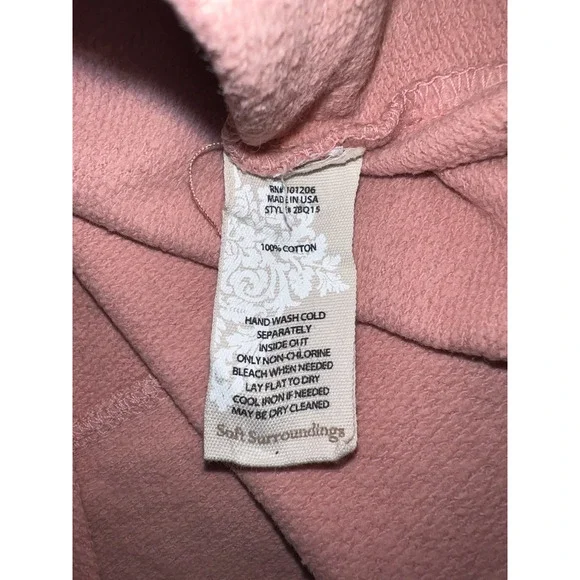 SOFT SURROUNDINGS Top Size L Rose Dawn Raw Edge Trim Relaxed Caprice Tunic 2BQ15 - Picture 9 of 9